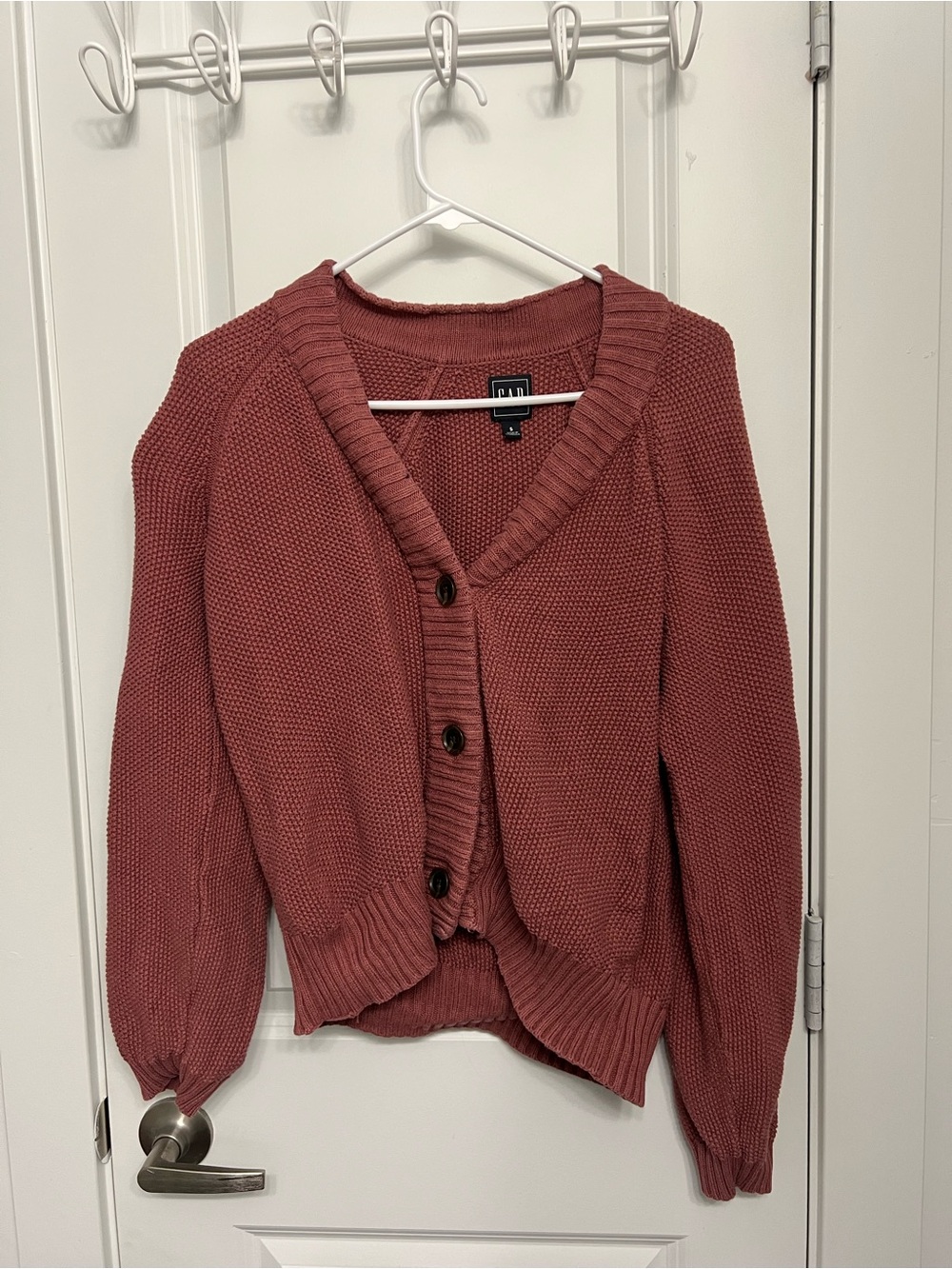 GAP Women's Chunky Button-Up Cardigan in Rosewood